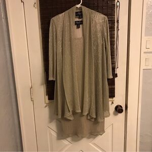 R & M Collection Silver Shimmer  Dress with Cover Matching Jacket